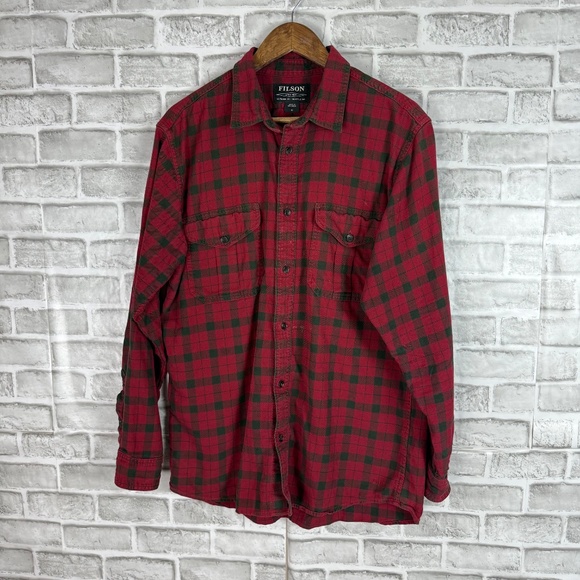 CC Filson Buffalo Plaid Double Pocket Long Sleeve Flannel Button Up Shirt MEDIUM - Picture 2 of 8